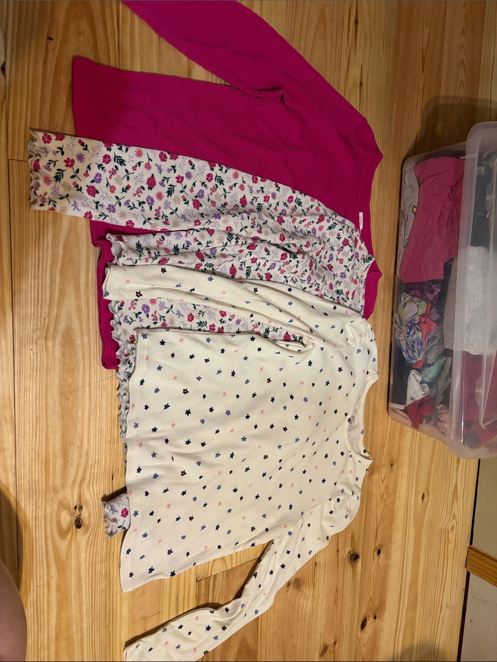 Girls' Long-Sleeve Top Set - Pink & Cream Floral and Star Prints